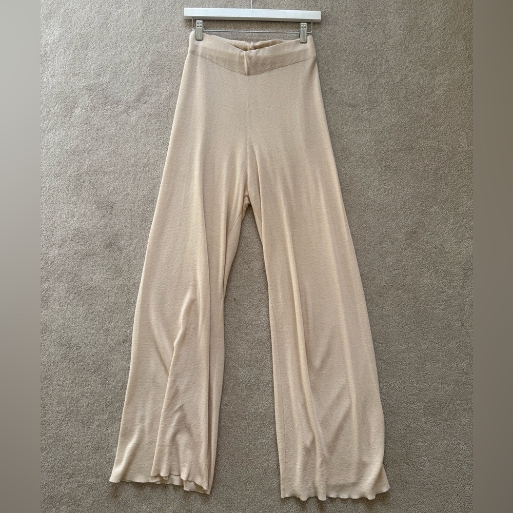 Mango Cream Beach style Wide-Leg Pants